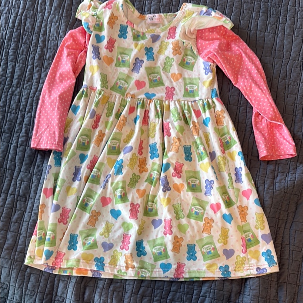 Pink Long Sleeve Casual Sundress with Crew Neck